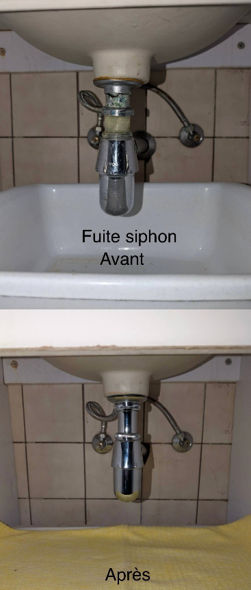 Réparation fuite siphon évier - Intervention express Aqua&Deb